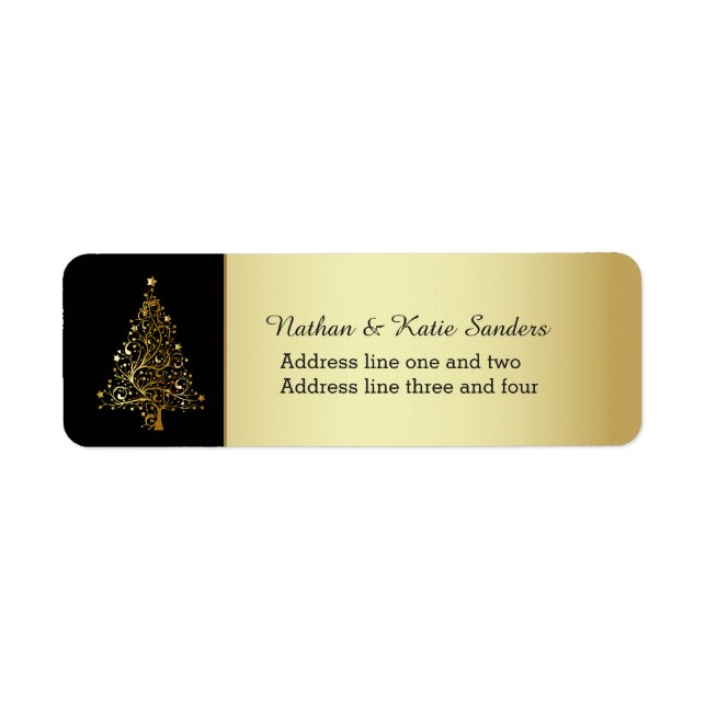 Ornate Gold Christmas Tree Label (Front)