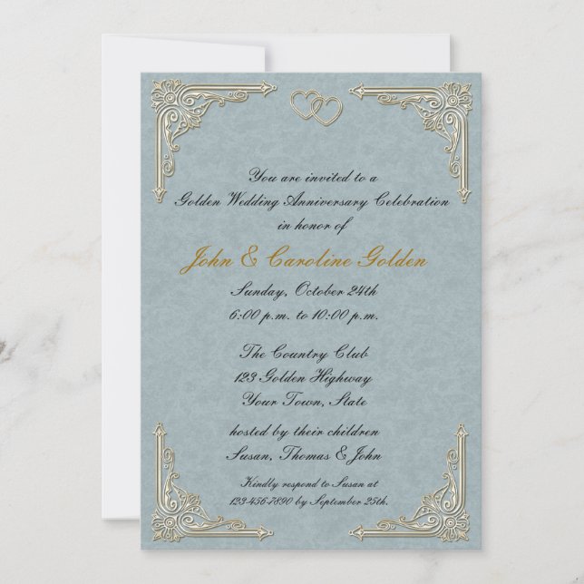 Ornate Gold Corners Invitation (Front)