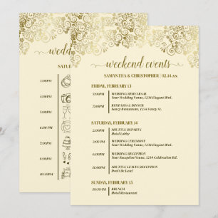 Ornate Gold & Cream Wedding Events & Timeline Program