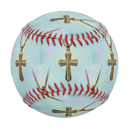 Ornate Gold Cross and Chain Baseball