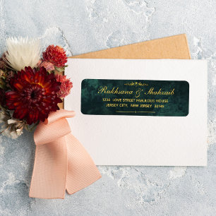 Ornate Gold & Emerald Green Return Address Label