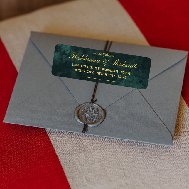 Ornate Gold & Emerald Green Return Address Label (Creator Uploaded)
