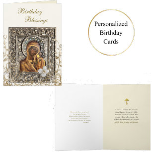 Ornate Gold Faux Scrolls White Flowers Birthday Card