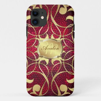 Ornate Gold Filigree Red Barely There Case by TheInspiredEdge at Zazzle