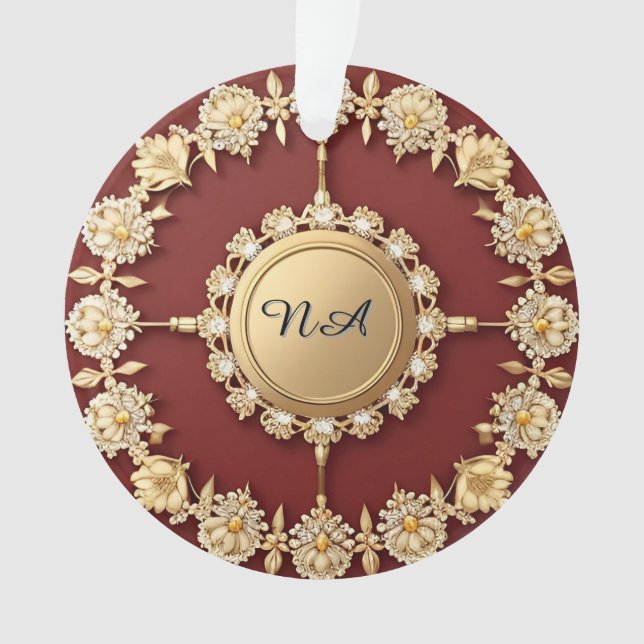 Ornate Gold Floral Design Ornament (Front)