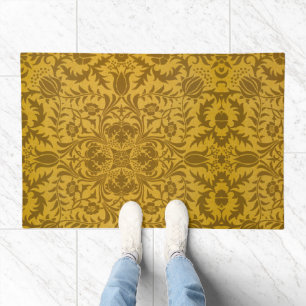 Ornate gold floral pattern with symmetrical doormat