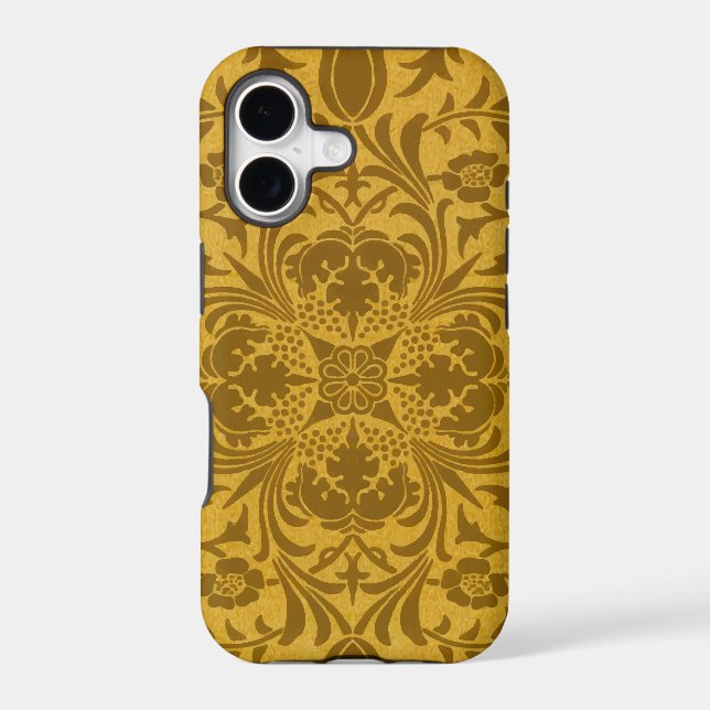 Ornate gold floral pattern with symmetrical iPhone case (Back)