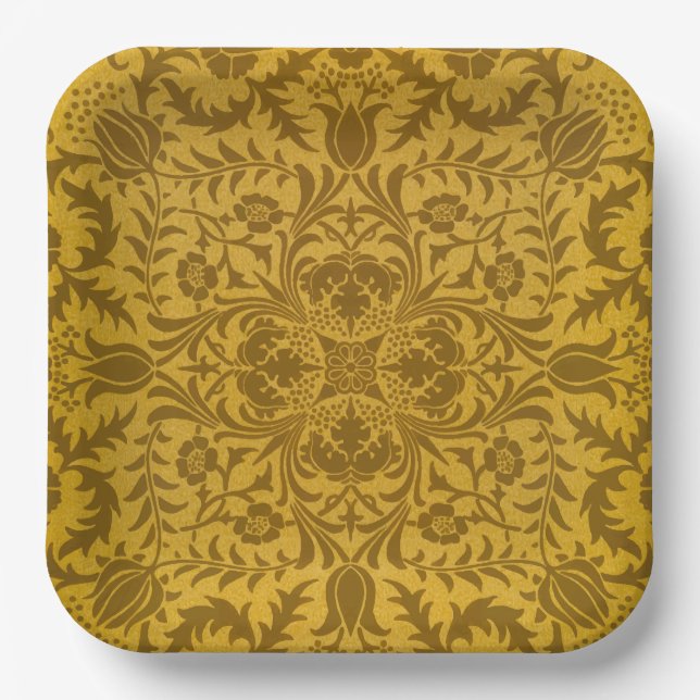 Ornate gold floral pattern with symmetrical paper plates (Front)
