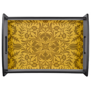 Ornate gold floral pattern with symmetrical serving tray