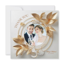 Ornate Gold Floral Wedding Thank You Card
