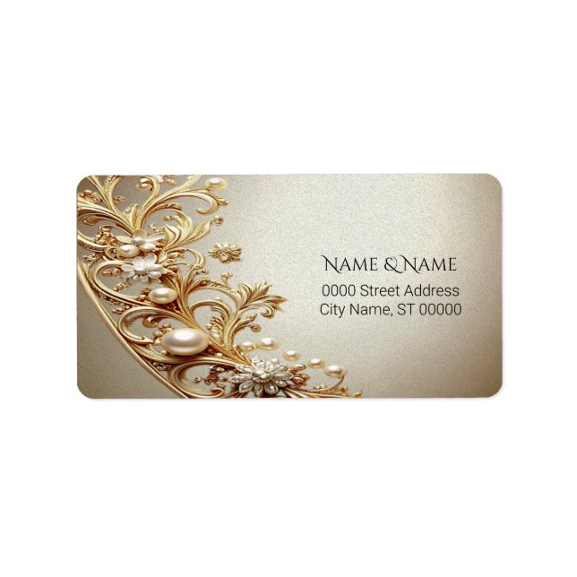 Ornate Gold Flourish Address Label (Front)