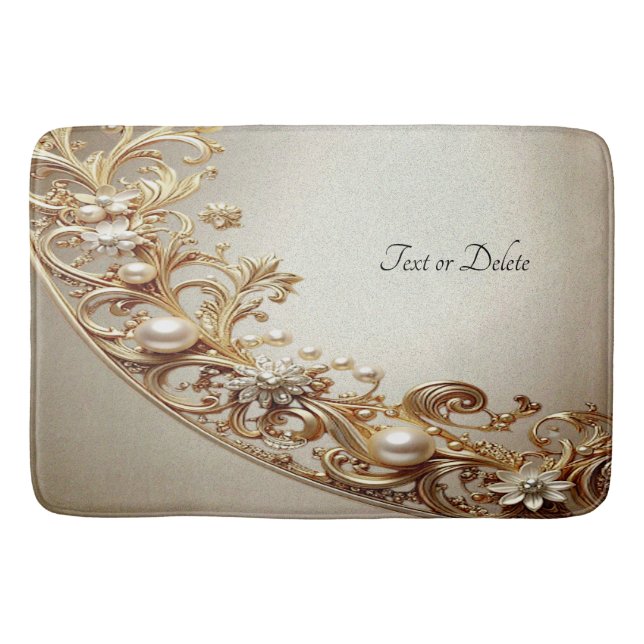 Ornate Gold Flourish Bath Mat (Front)