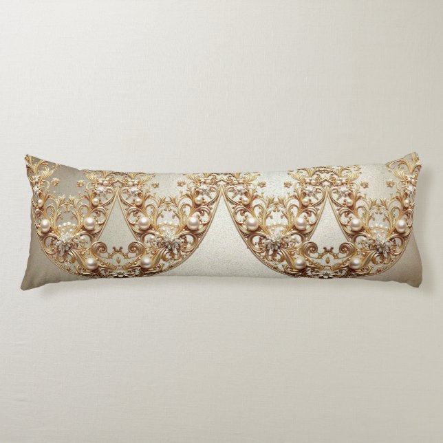 Ornate Gold Flourish Body Pillow (Front)