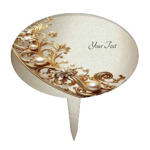Ornate Gold Flourish Cake Topper