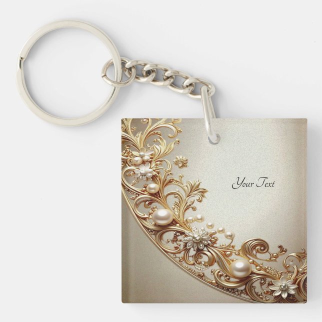 Ornate Gold Flourish Keychain (Front)
