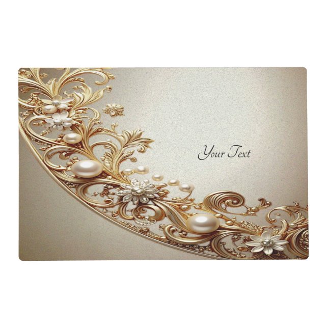 Ornate Gold Flourish Laminated Placemat (Front)