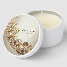 Ornate Gold Flourish Mini Candle Favors