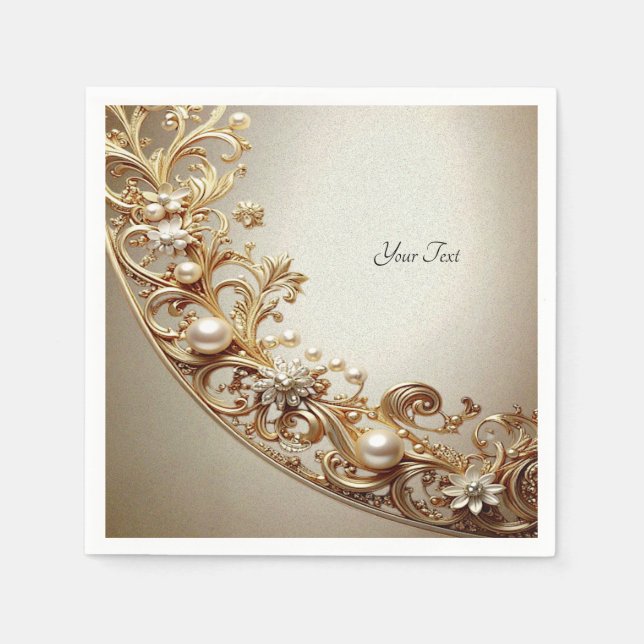Ornate Gold Flourish Napkins (Front)