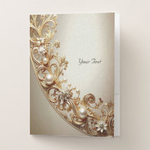 Ornate Gold Flourish Pocket Folder
