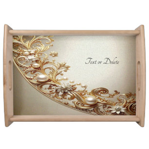Ornate Gold Flourish Serving Tray