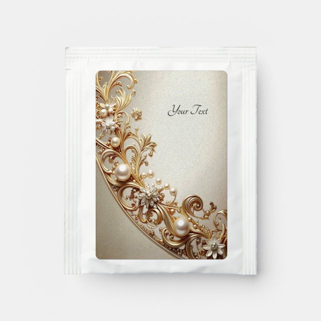 Ornate Gold Flourish Tea Bag Drink Mix (Front)
