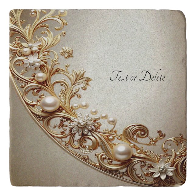 Ornate Gold Flourish Trivet (Front)