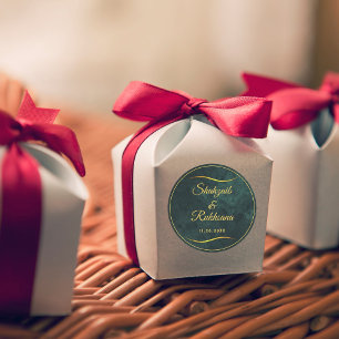 Ornate Gold Frame & Emerald Green Wedding Classic Round Sticker