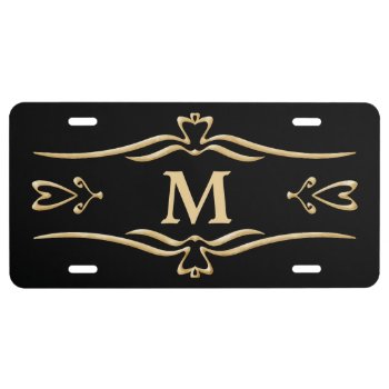 Ornate Gold Frame Monogram License Plate by AvenueCentral at Zazzle