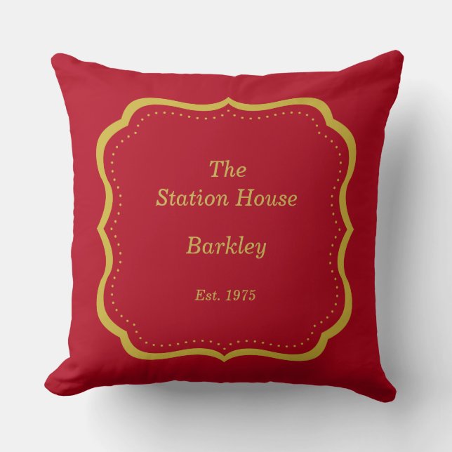 Ornate Gold Frame with choice of background colour Throw Pillow (Front)