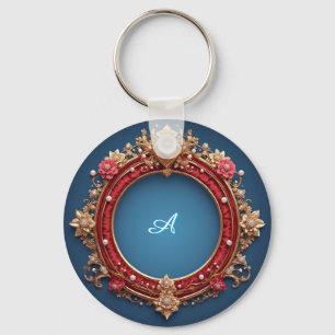 Ornate Gold Frame With Heart Gem Keychain