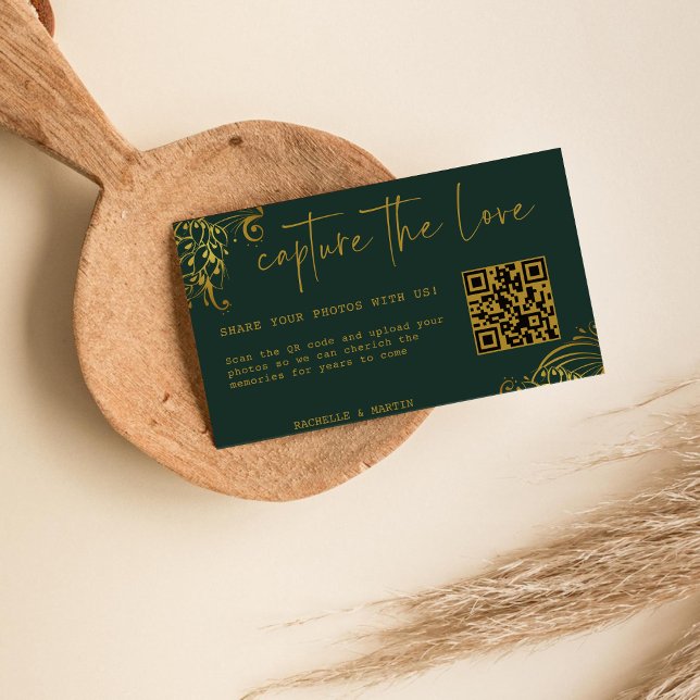 Ornate Gold Frills Capture The Love QR code  Enclosure Card (Creator Uploaded)