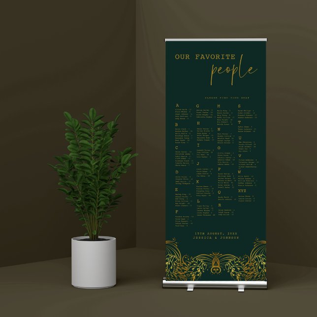 Ornate Gold Frills Welcome Wedding Seating Chart  Retractable Banner (Creator Uploaded)