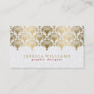 Ornate Gold Lace On Plush White Business Card