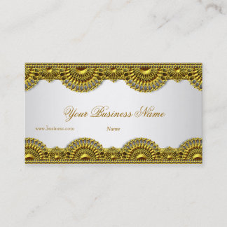 Ornate Gold Lace White Elegant Classy Business Card