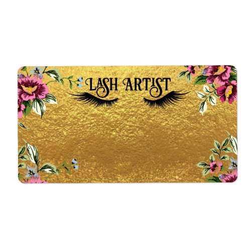Ornate Gold Lash Artist Address Label Sticker
