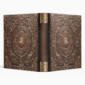 Ornate Gold Leaf Faux Brown Leather Photo Album  3 Ring Binder