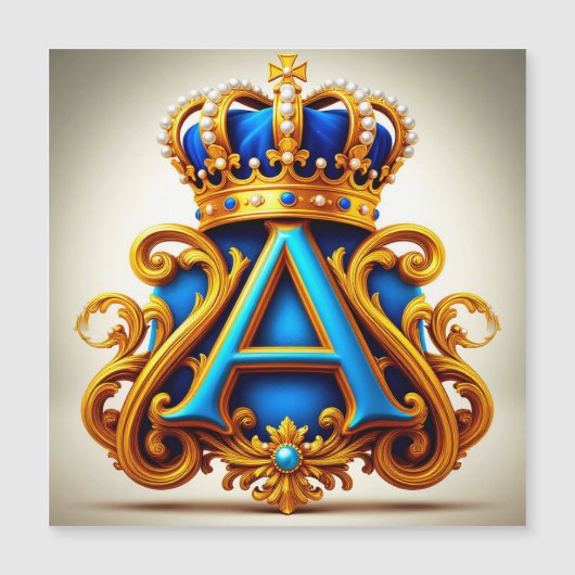 Ornate Gold Letter A With Crown Frame Design (Front)
