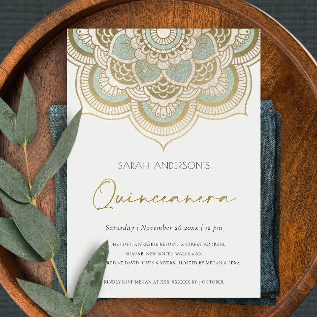Ornate Gold Mandala Quinceañera 15 Birthday Invite (Creator Uploaded)