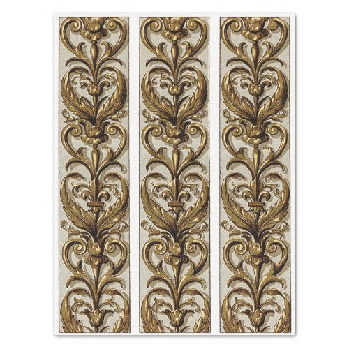 Ornate Gold Ornament Fleur de Lis Border Decoupage Tissue Paper