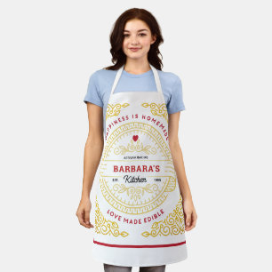 Ornate Gold Scroll Love Made Edible Hipster Lines Apron