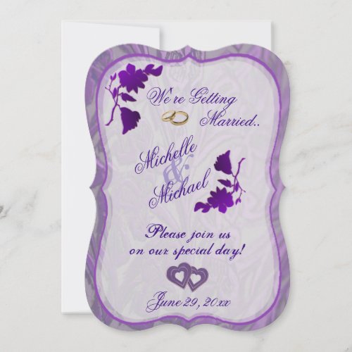 Ornate Gold  Shades of Purple Wedding Invitation