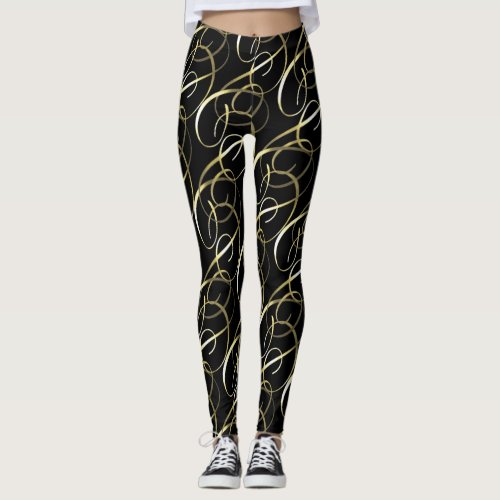 Ornate Gold Swashes on Any Color Leggings