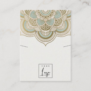Ornate Gold Teal Mandala Necklace Earring Display  Business Card