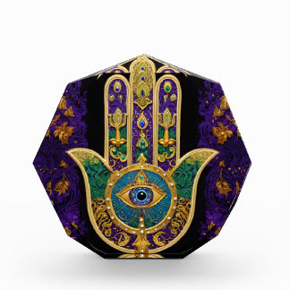  Ornate Gold Third Eye Hamsa Acrylic Award