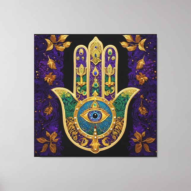  Ornate Gold Third Eye Hamsa Canvas Print (Front)