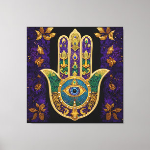 Ornate Gold Third Eye Hamsa Canvas Print