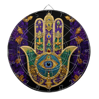  Ornate Gold Third Eye Hamsa Dart Board