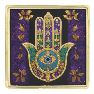  Ornate Gold Third Eye Hamsa Finish Lapel Pin