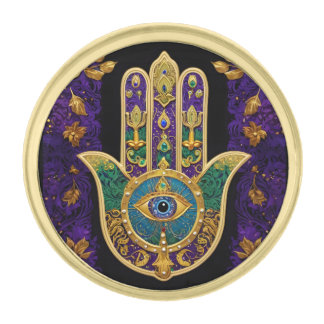  Ornate Gold Third Eye Hamsa Finish Lapel Pin