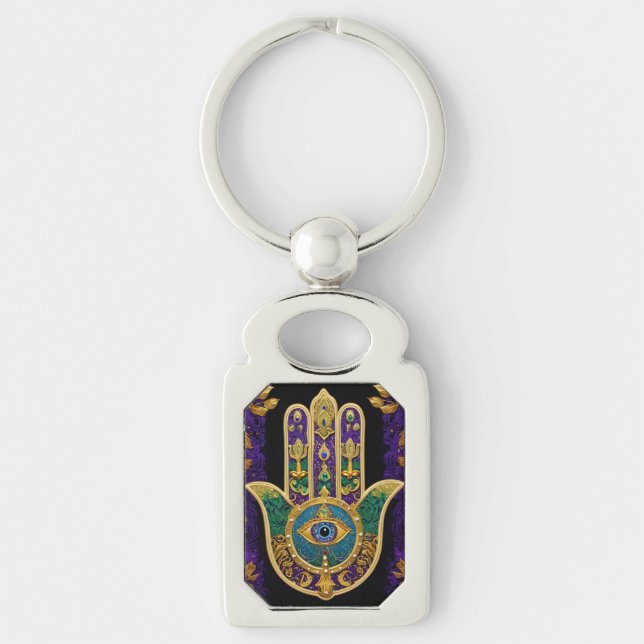  Ornate Gold Third Eye Hamsa Keychain (Front)